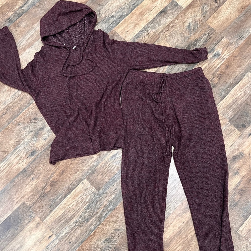 Purple burgundy hoodie coped set!💜